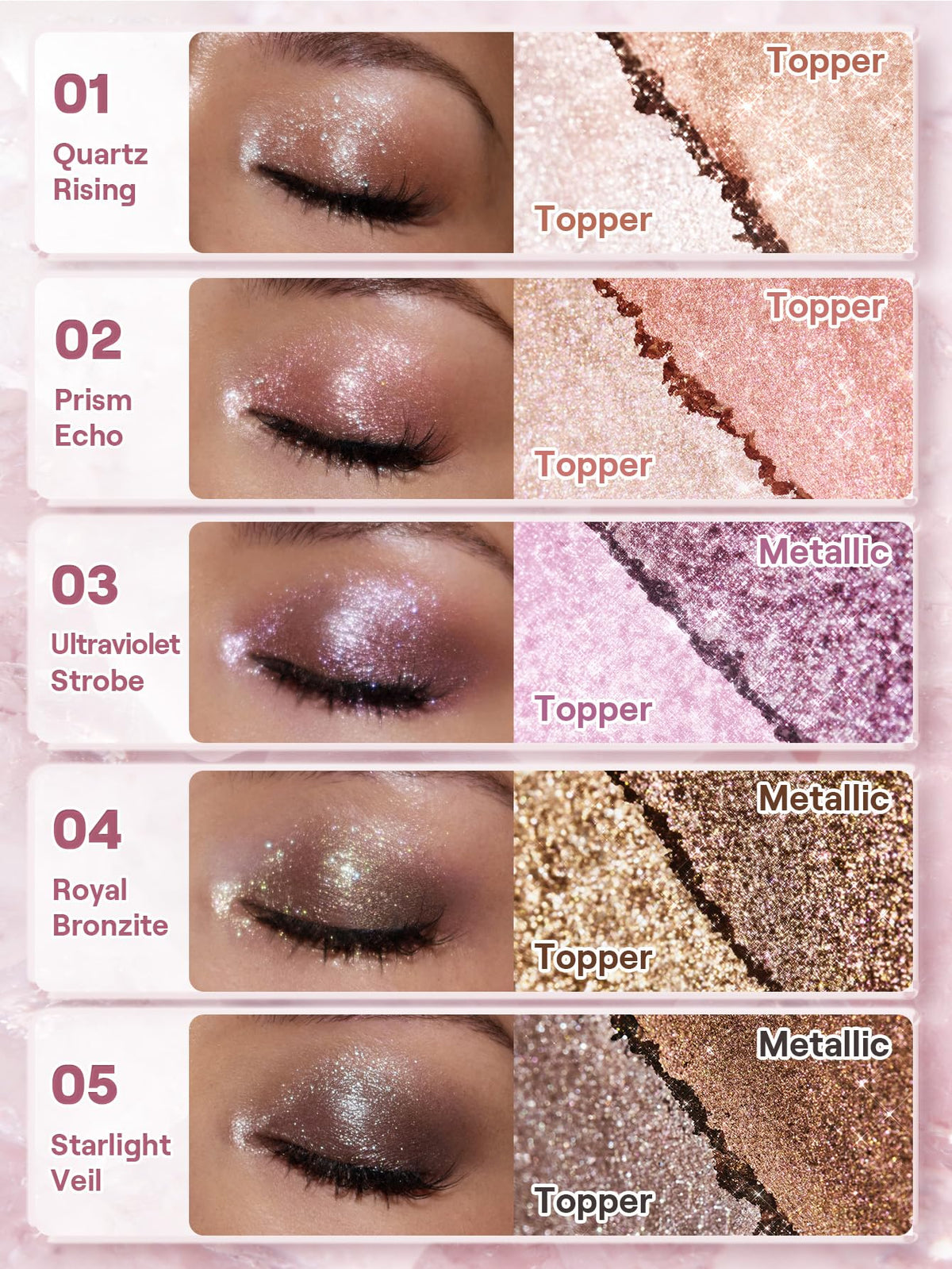 SHEGLAM fingertip swatch on lid demonstrating immediate luminous payoff
