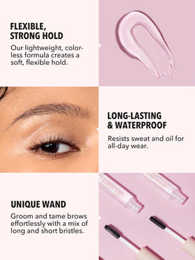 SHEGLAM applied for brushed-up brows demonstrating lifted, natural hold