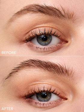 SHEGLAM on groomed-flat brows showing sleek, tamed hairs and lasting shape