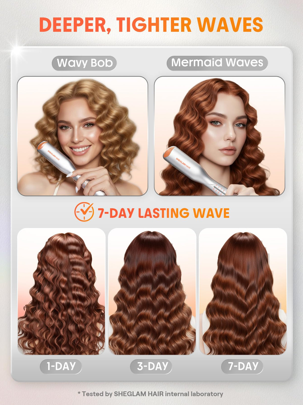 Sheglam side profile of S-shaped barrels improving heat distribution and wave pattern