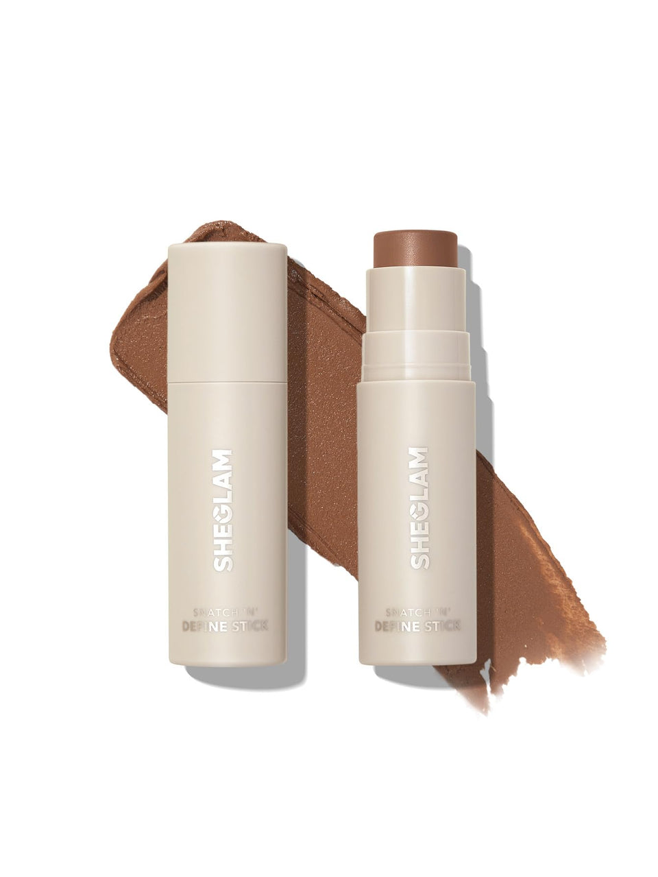 SHEGLAM front packaging of Snatch 'n' Define showcasing shade Earthy Sepia and compact design