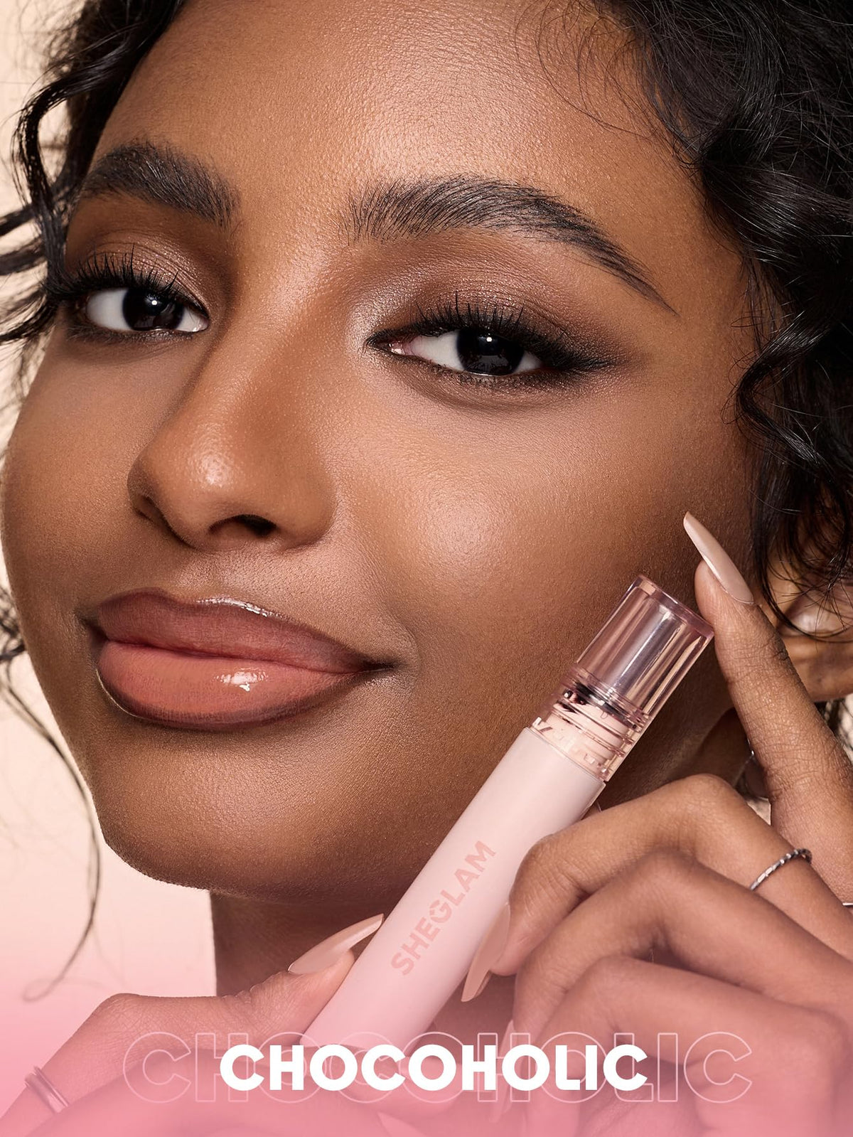 SHEGLAM stain on lips closeup showing even nude coverage benefit