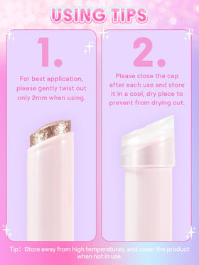SHEGLAM stick with built-in brush detail demonstrating blending convenience