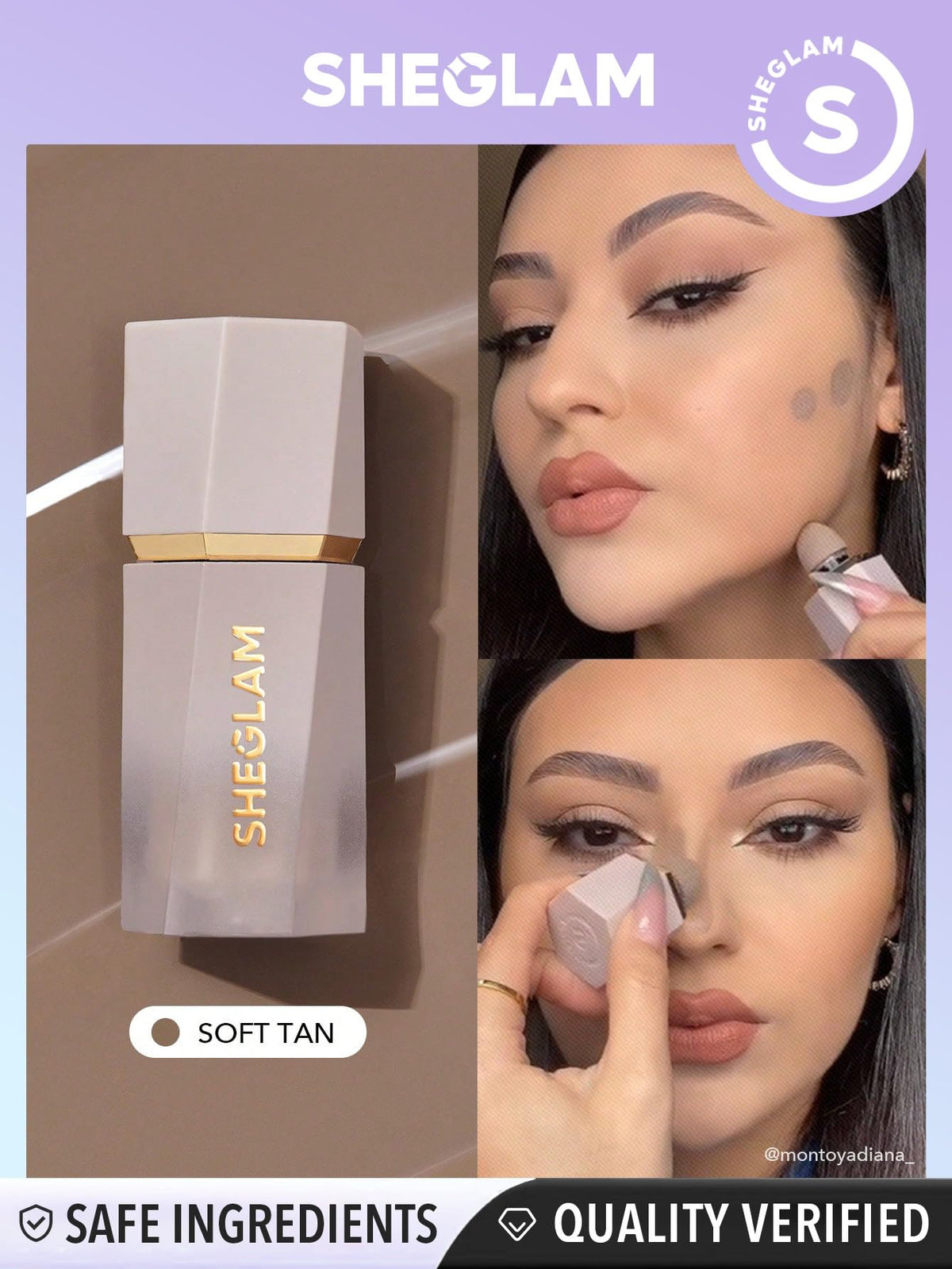 SHEGLAM Sun Sculpt sponge applicator closeup for precise, mess-free contouring