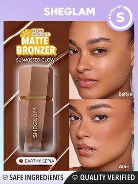 SHEGLAM Sun Sculpt sponge applicator close-up highlighting easy, mess-free placement