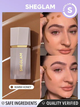 SHEGLAM label close-up showing ingredient guidance and cruelty-free badge