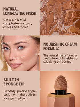 SHEGLAM Sun Sculpt stick held in hand to show size and travel-friendly convenience