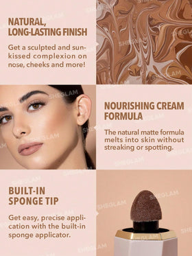 SHEGLAM Sun Sculpt next to makeup brush showing easy blending and finish