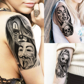 SHELYEXIEN demonstration of half-sleeve temporary tattoo applied to forearm for impact