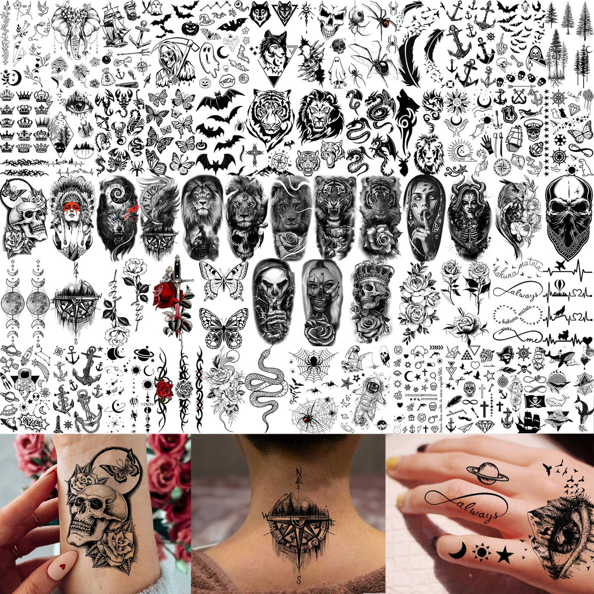 SHELYEXIEN collection of small accent tattoos on wrist and ankle to show placement options