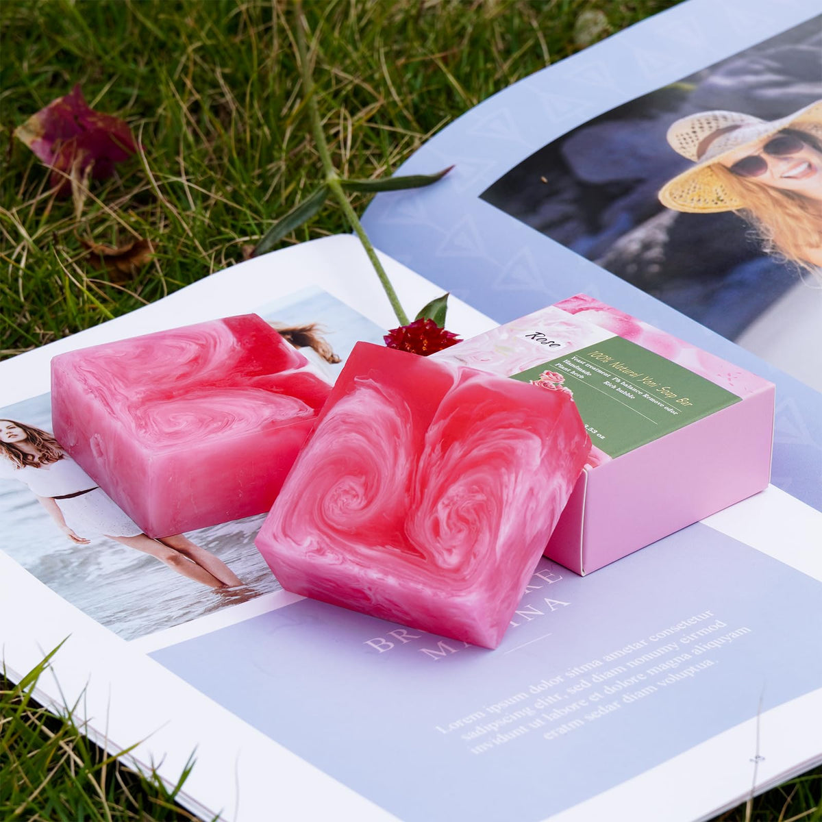 shibarcle ingredients display with rose and oils indicating botanical nourishment