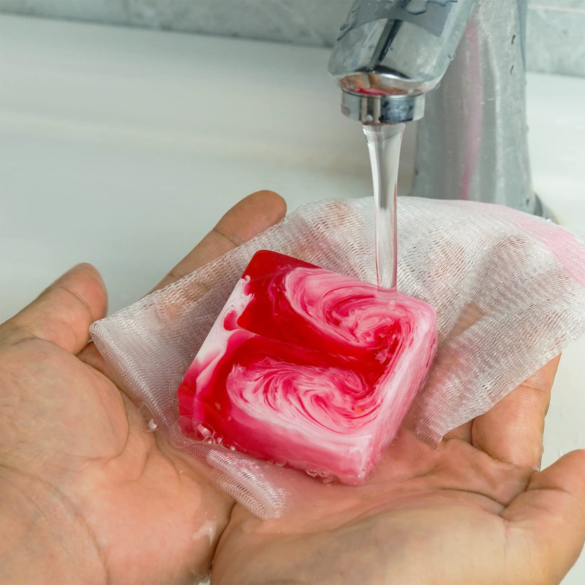 shibarcle lifestyle shot on vanity showing soap set for daily intimate care routine