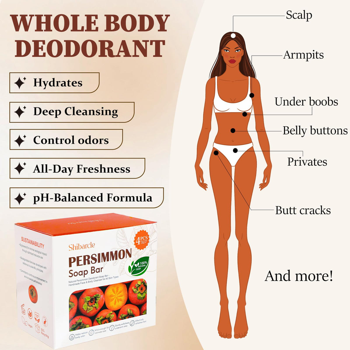 Shibarcle ingredients label showing Japanese persimmon extract and purity benefit