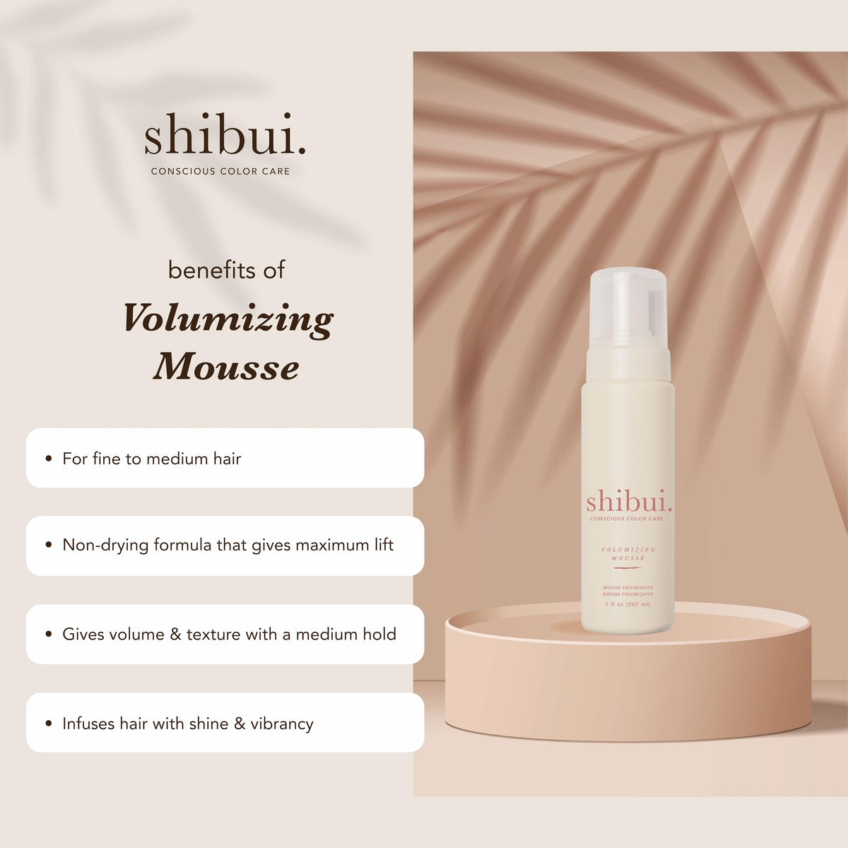 SHIBUI mousse foam texture on hand illustrating airy consistency and easy spread