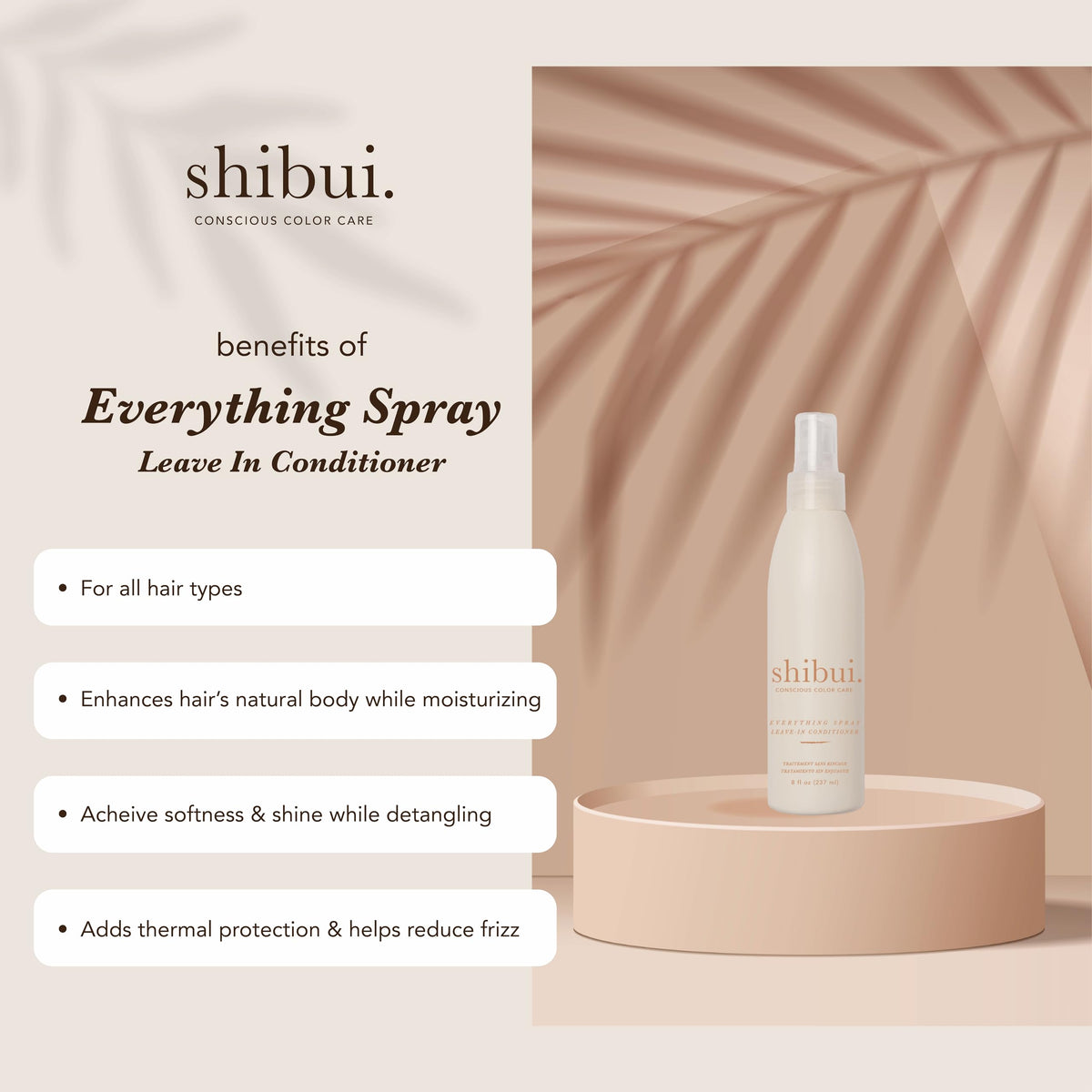 Shibui spray nozzle close-up showing mist texture for even lightweight coverage