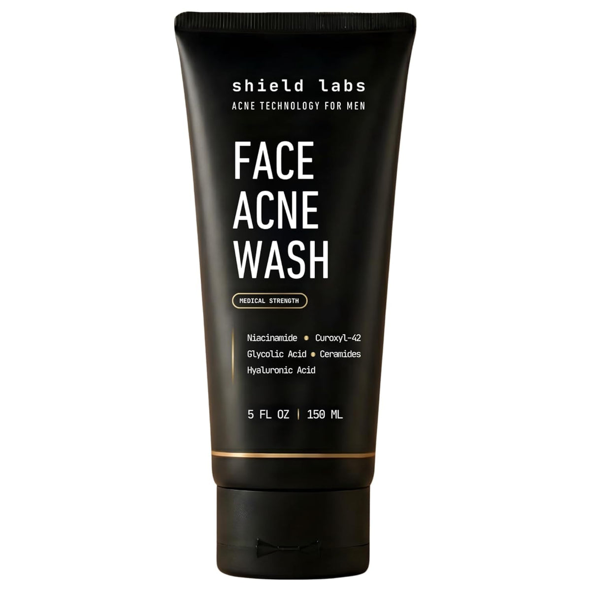 Shield face acne wash front label showing brand and unscented benefit