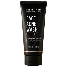 Shield face acne wash front label showing brand and unscented benefit