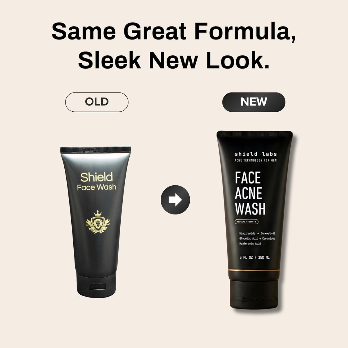 Shield face acne wash pump detail highlighting easy dispensing and control