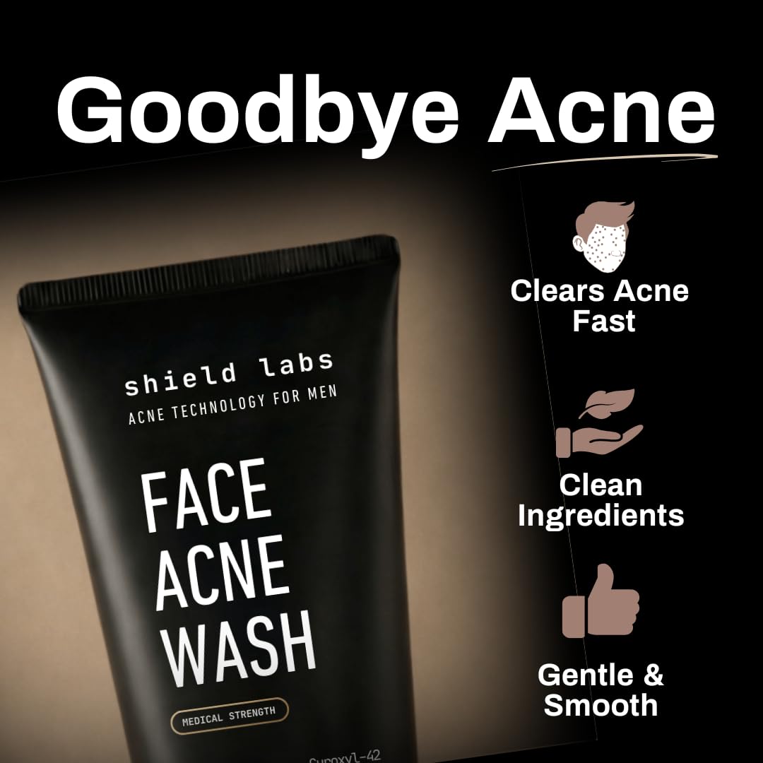 Shield man washing face in bathroom illustrating daily use and comfort