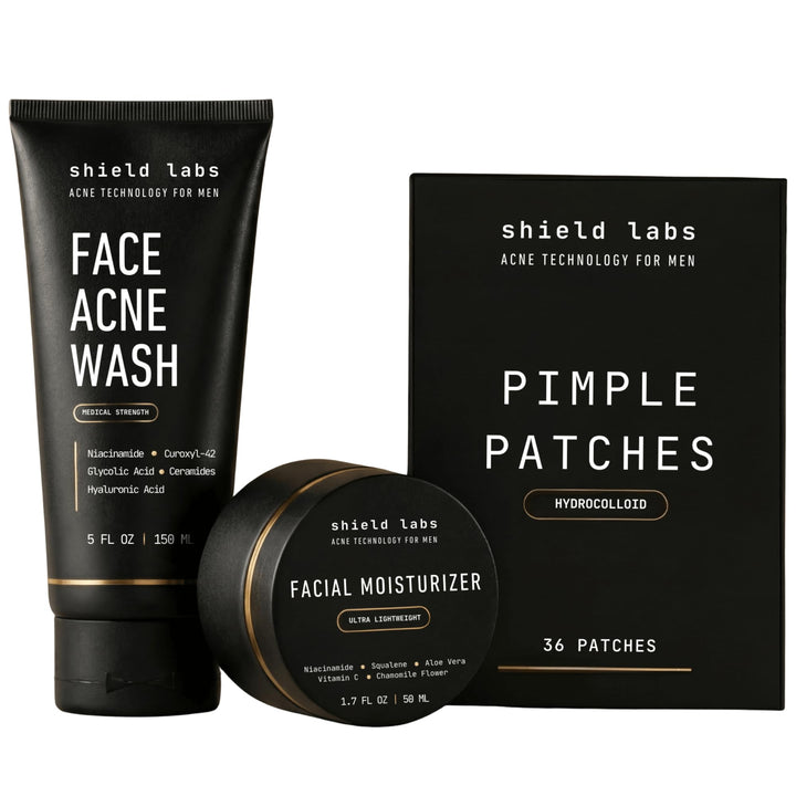 Shield kit front packaging showing complete two-month acne set benefit