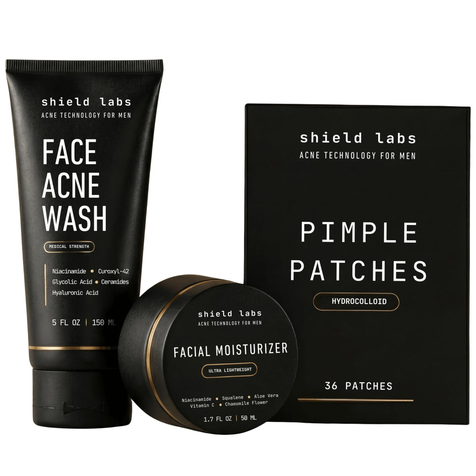 Shield kit front packaging showing complete two-month acne set benefit