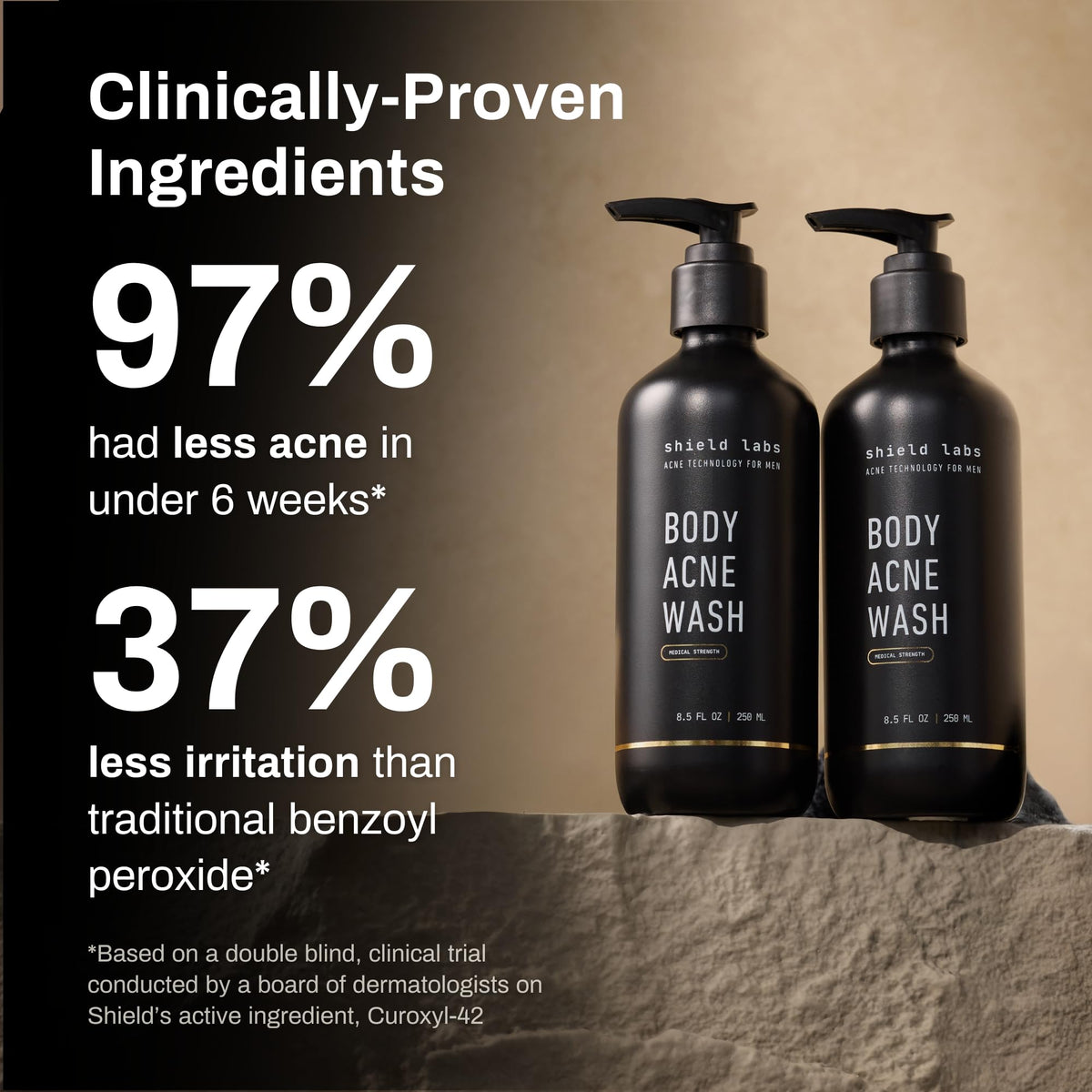 Shield lather texture on hand demonstrating gentle cleansing and exfoliation