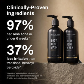 Shield lather texture on hand demonstrating gentle cleansing and exfoliation