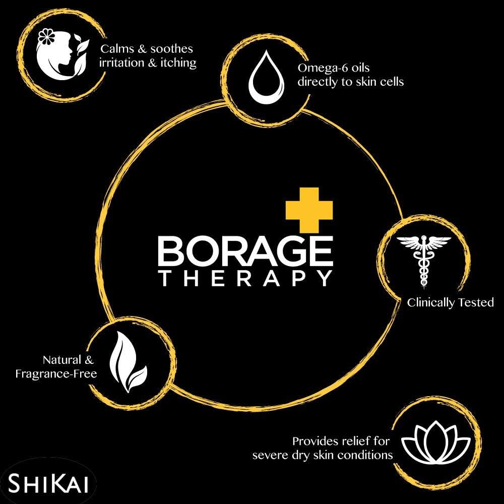 ShiKai borage therapy being applied to hands, illustrates soothing relief for dry skin and cuticles