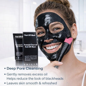 SHILLS open tube showing charcoal mask texture and consistency