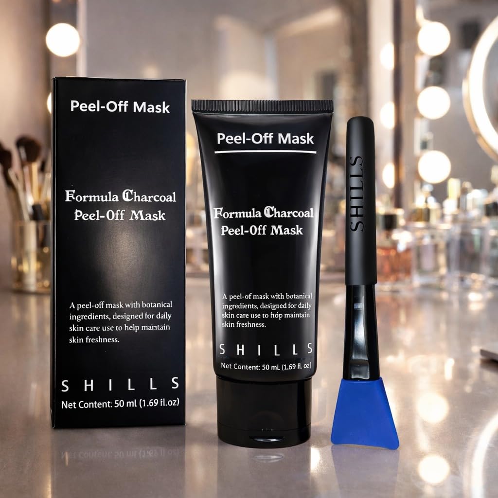 SHILLS mask being peeled off skin, visual of easy removal and refreshed feeling