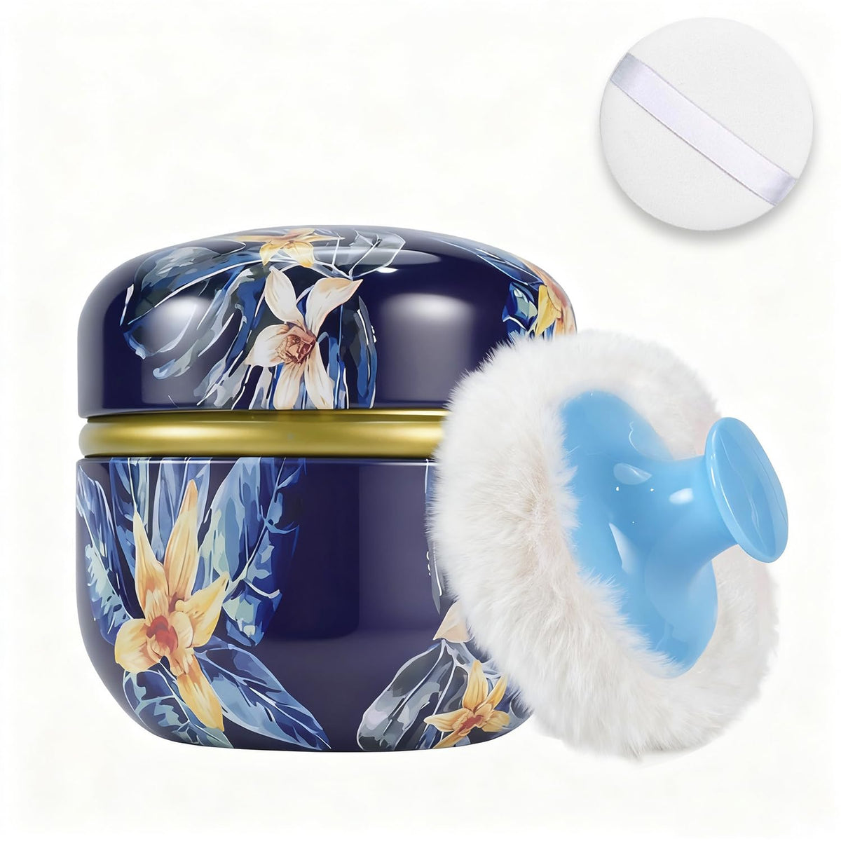 SHIMIDO front view of dark night powder container showing compact, travel-ready design
