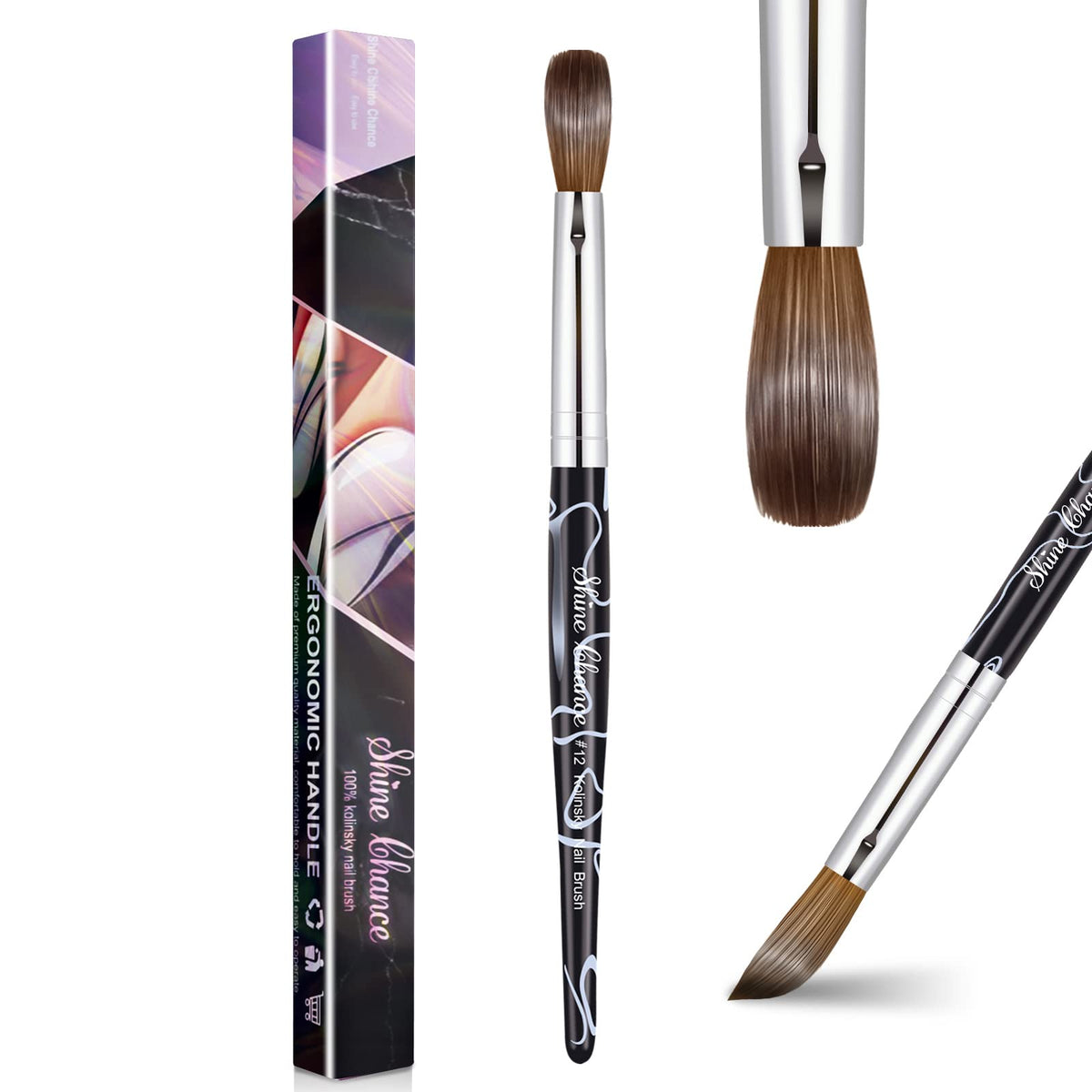 Shine Chance brush front packaging showing protective case and box advantage