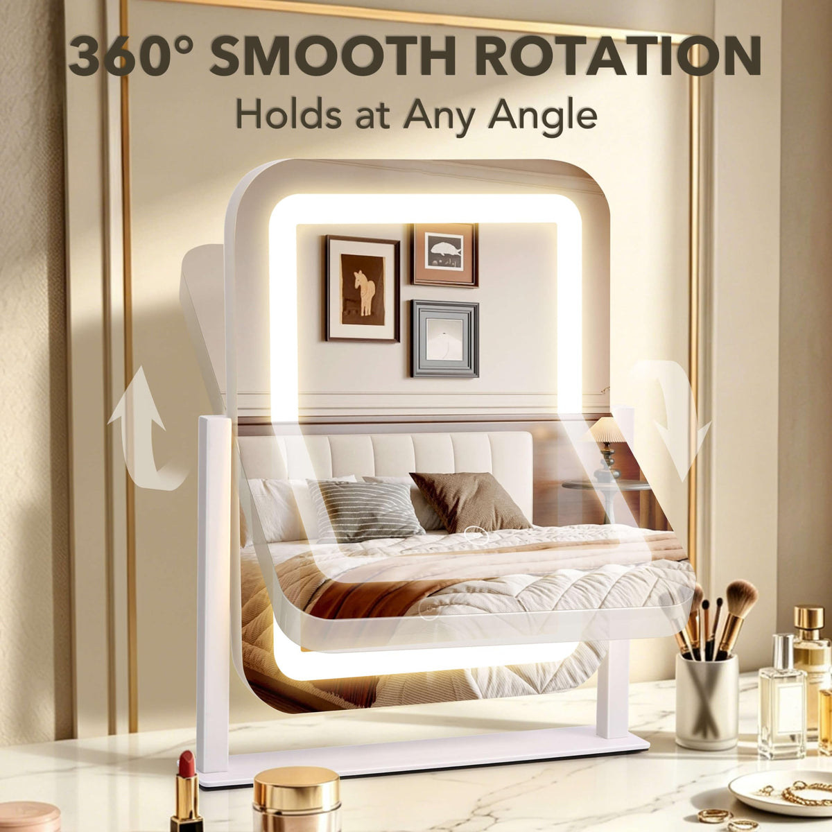 Shinerva mirror on a dorm desk showing perfect fit for small spaces benefit