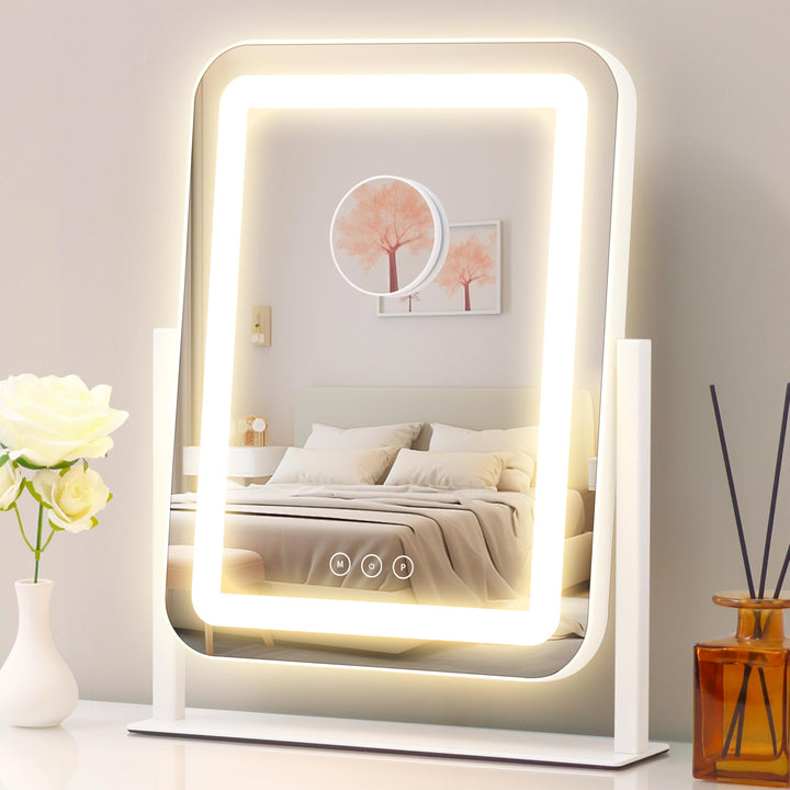Shinerva vanity mirror front view showing full-face reflection and bright LEDs