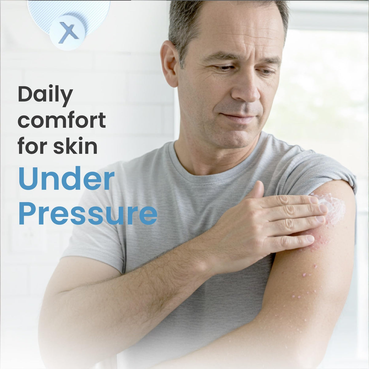 ShingleX applied to wrist demonstrating calming hydration on sensitive skin