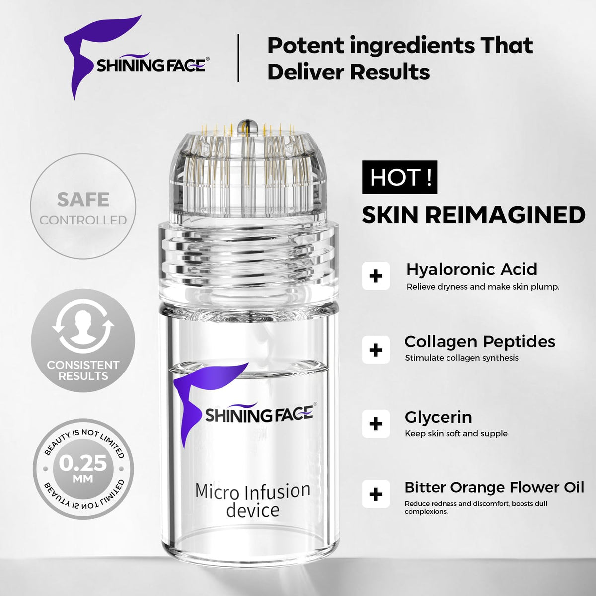 Shining Face before and after texture comparison suggesting improved skin smoothness