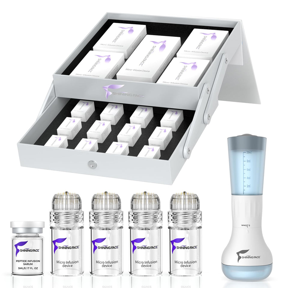 Shining Face front packaging showing full 3-month kit and components for easy setup