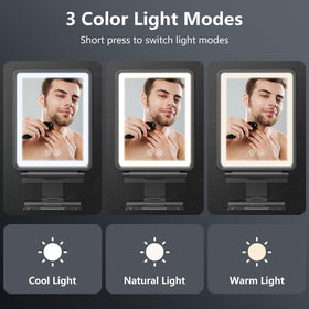 Shinowa mirror displaying cool natural warm lighting modes for accurate color rendering