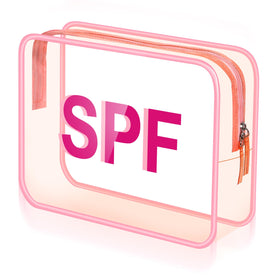Shinylin clear makeup bag front view shows organized visibility benefit