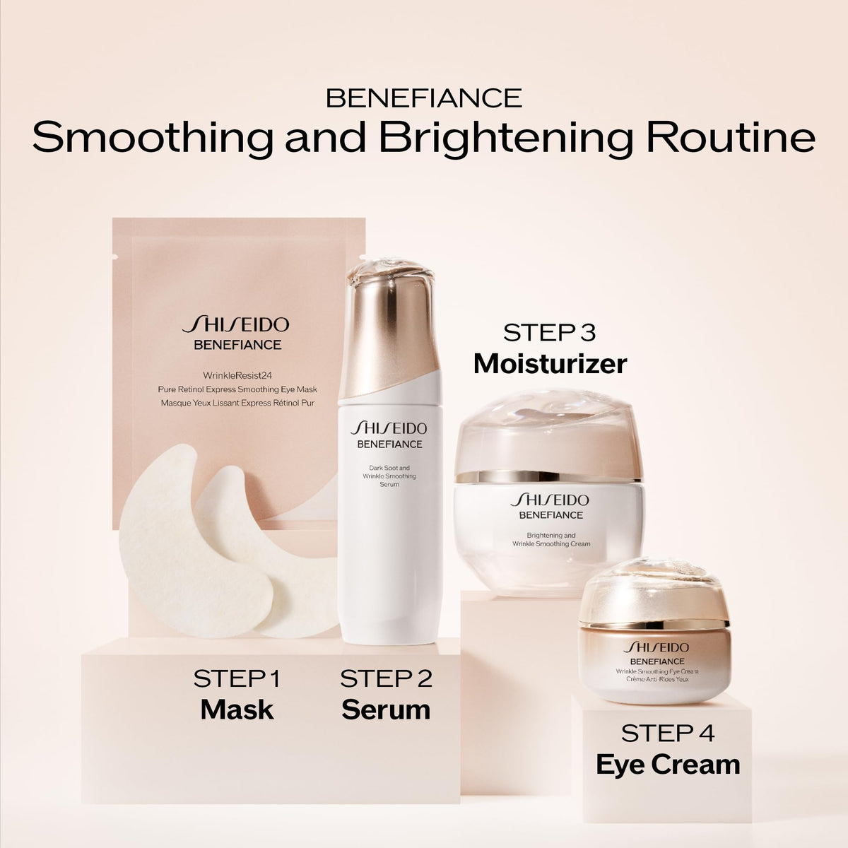 Shiseido Benefiance on bathroom vanity suggesting easy at-home treatment