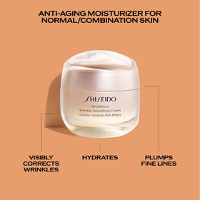 Shiseido Benefiance applied to neck illustrating lift-supporting application and improved elasticity