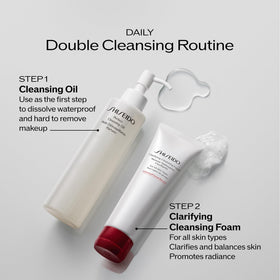 Shiseido product in hands illustrating easy application and comfortable rinse
