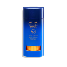 Shiseido clear stick front packaging showing compact SPF 60+ protection