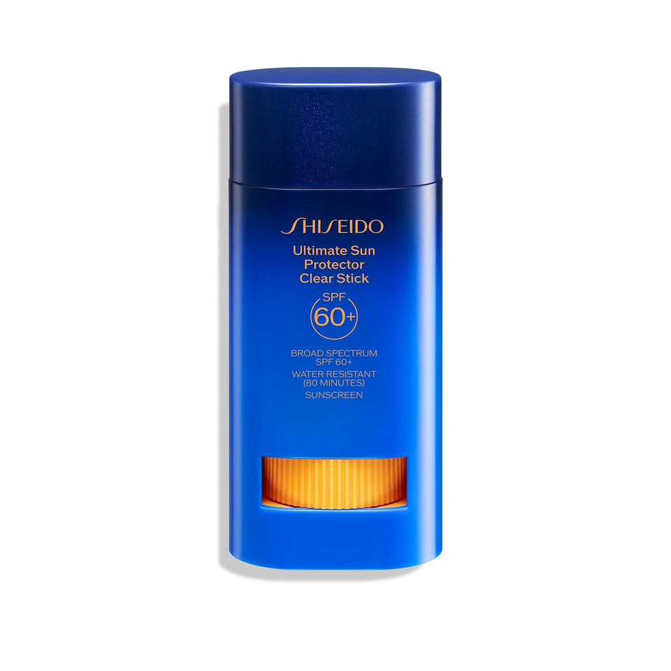 Shiseido clear stick front packaging showing compact SPF 60+ protection