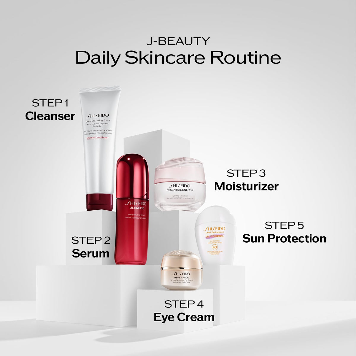 Shiseido cleanser in bathroom lifestyle setting showing refreshed skin after use