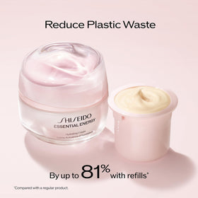 shiseido 50ml jar next to common objects to show size and travel-friendly convenience