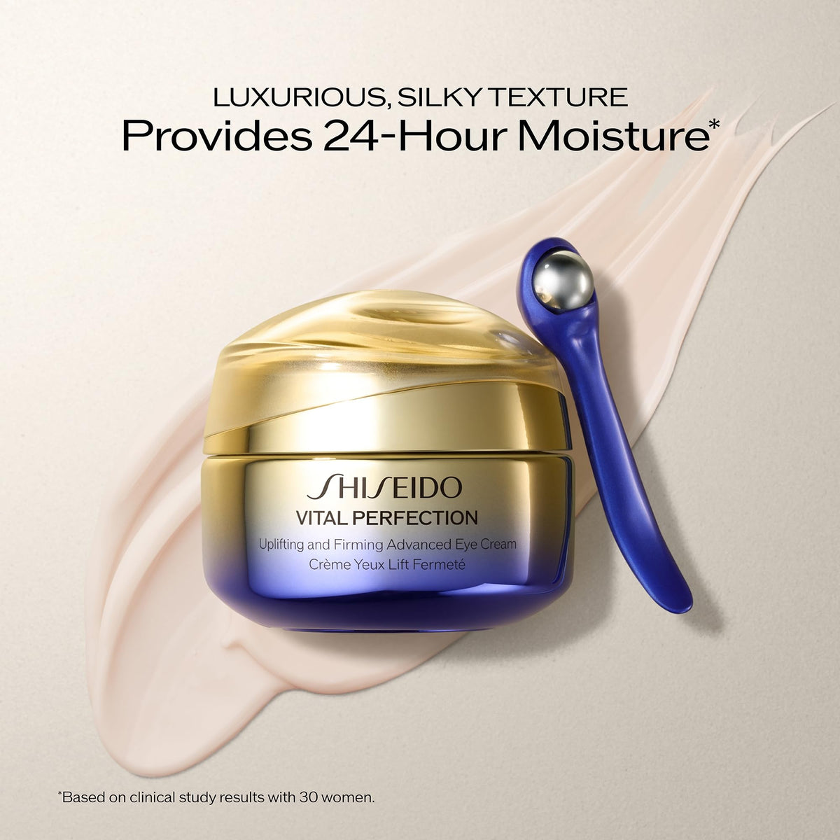Shiseido 15ml cream beside a coin for scale, clarifies compact travel-friendly size