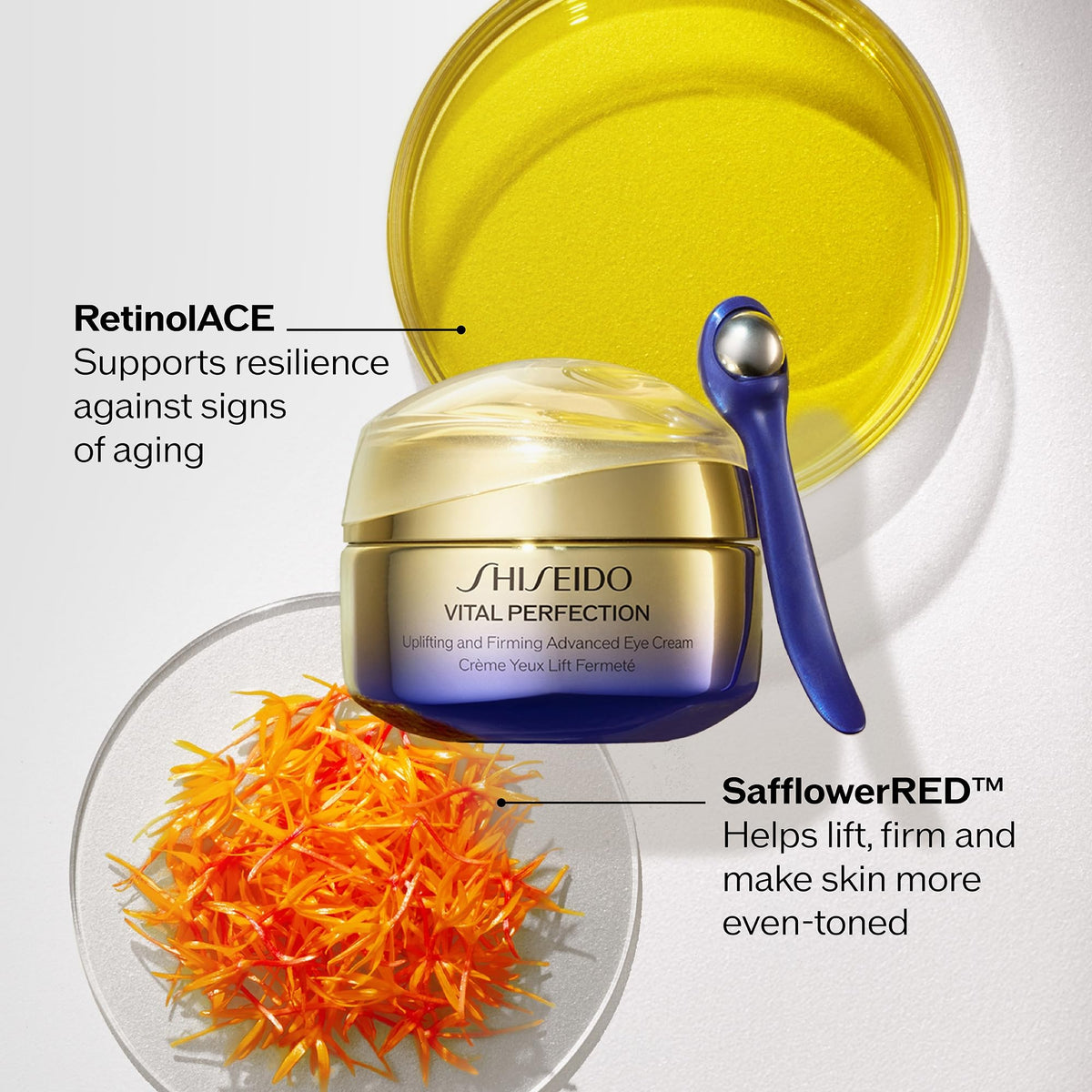 Shiseido cream texture close-up, shows rich moisturizing texture for smoother skin