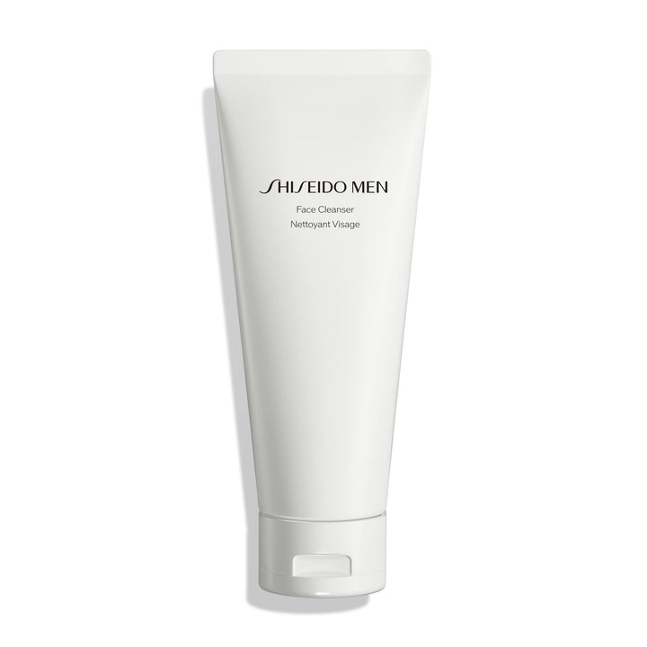 Shiseido men face cleanser tube front view showing packaging and easy application benefit