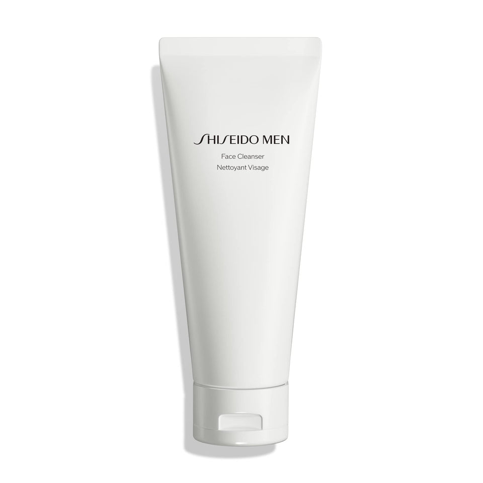 Shiseido men face cleanser tube front view showing packaging and easy application benefit